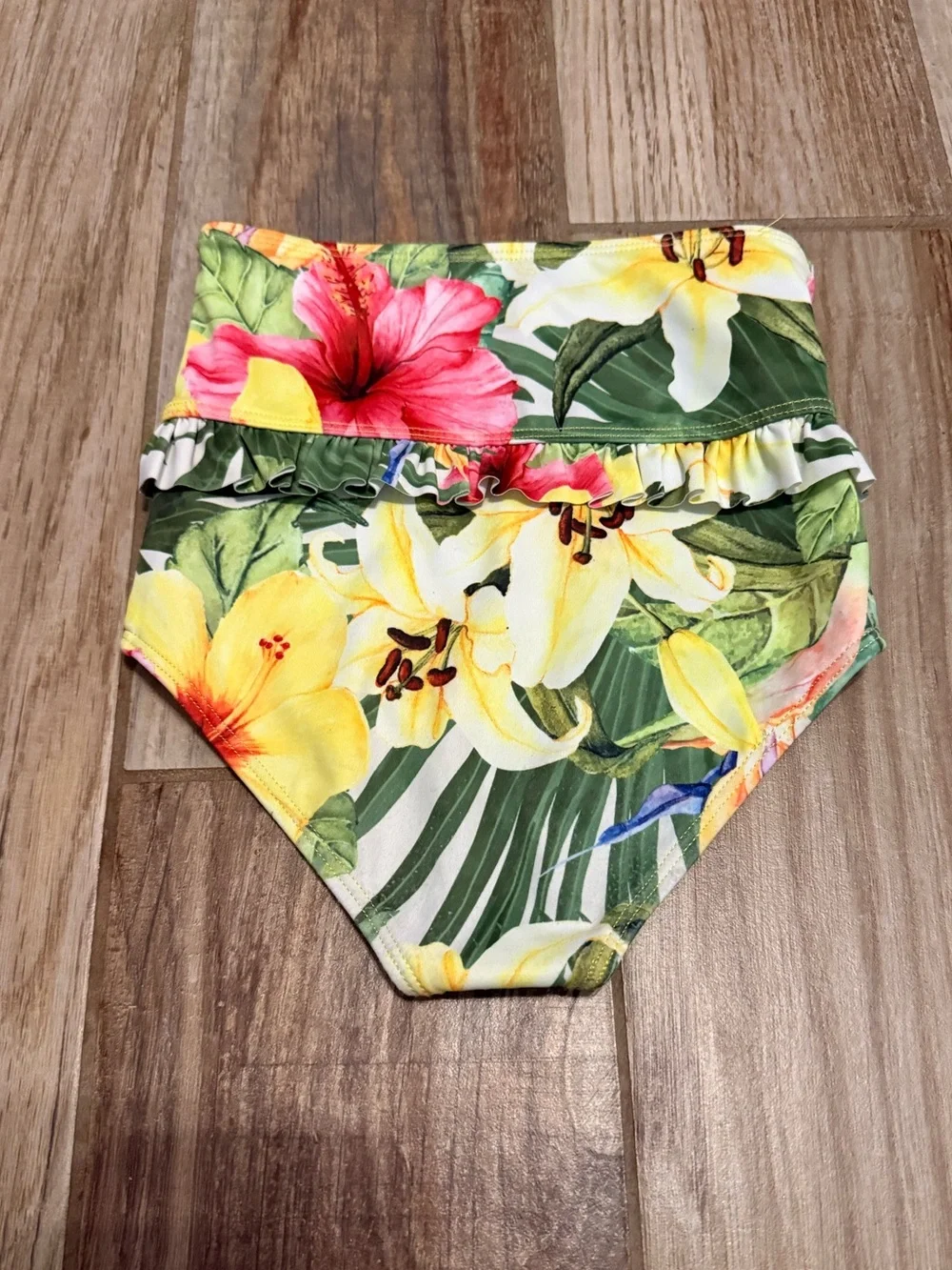 Kortni Jeane Mini Tropical Floral Mid Ruffle Swim Bottoms